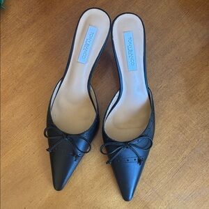 Tony Bianco Black Lace-Up Pointed Mules
